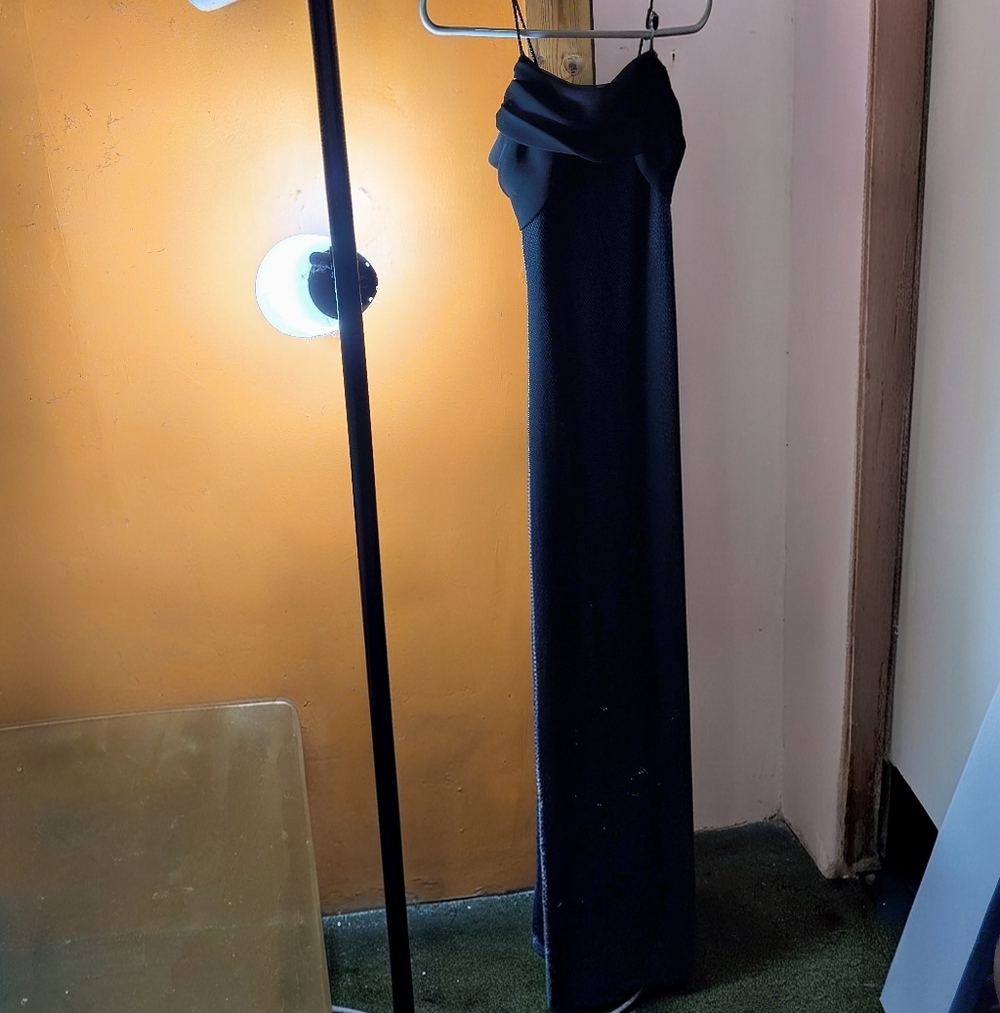 Betsy & Adam Black Off-Shoulder Evening Dress